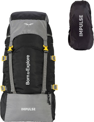 IMPULSE 60 Litres Keep Discovering Light Black Waterproof Trekking Hiking Camping Outdoor Camps Luggage Bags Tour Travel Backpack with Rain Cover Rucksack  - 60 L(Black)