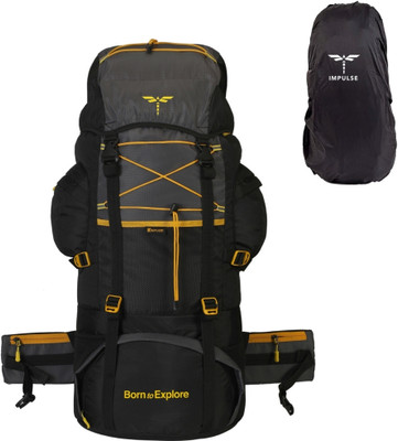 IMPULSE bag travel bag for men tourist bag backpack for hiking trekking camping Rucksack  - 75 L(Black)