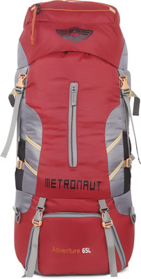 METRONAUT Adventure Series Hiking/Camping/Travel Bag with Rain Cover Rucksack - 65 L(Red)