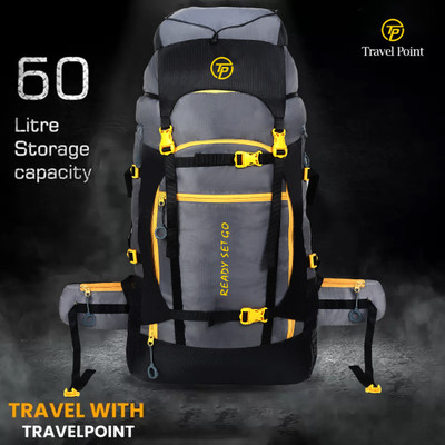 TRAVEL POINT WATERPROOF TREKKING BAG HIKKING BACKPACK FOR TRAVEL & OUTDOOR Rucksack – 60 L  (Grey) For Rs. 494 @ 80 %