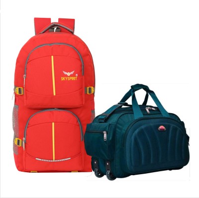 sky spirit (Expandable) Duffel Bag With Wheels & Rucksack Backpack Combo Pack of 2 For men and women Duffel With Wheels (Strolley)