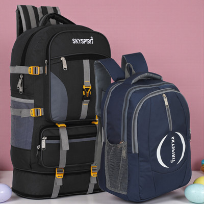 sky spirit Dual Travel Gear Combo – Rucksack and Backpack Set for Men & Women Rucksack  - 70 L(Black, Blue)