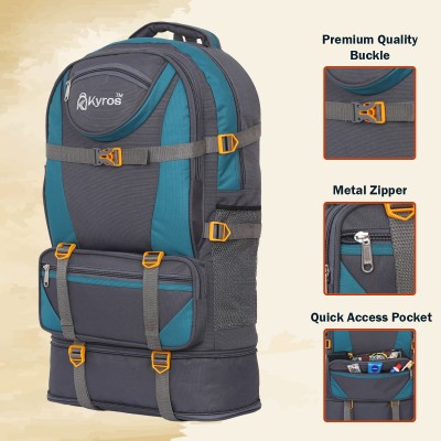 Kyros Travel bag for men tourist backpack for hiking trekking camping Rucksack  - 75 L(Black, Grey)