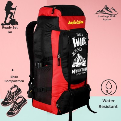 Amicoleben UNISEX Water Proof Mountain Hiking/ Trekking/ Camping Bag/ with Shoe Pocket Rucksack  - 60 L(Red)