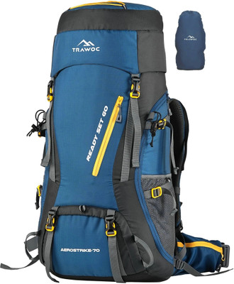 TRAWOC AEROSTRIKE 70L Travel Backpack for Hiking Trekking Bag Men&Women Rucksack  - 70 L(Green, Blue)