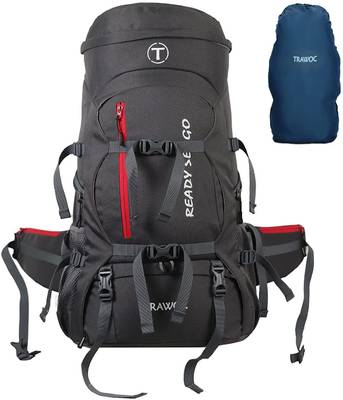 TRAWOC 50L Travel Bag Front & Top Open Backpack for Hiking Trekking Camping, Rucksack with Rain Cover and Shoe Compartment SHK018 (GREY ) 1 Year warranty. Rucksack  - 50 L