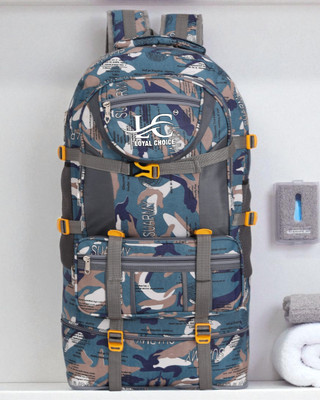 LOYAL CHOICE Military Print Backpack Hiking Bag Trekking Bag for Men&Women Rucksack 60L(Blue) Rucksack  - 60 L(Blue)