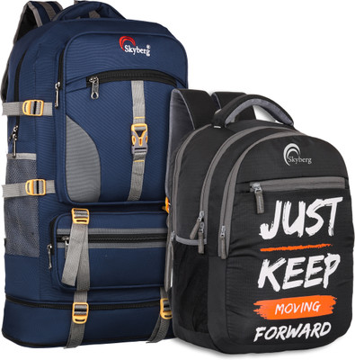 Skyberg 60L Rucksack with 30L Backpack - Curve Water-Resistant Hiking & Travel (Unisex) 60 L Backpack(Black)