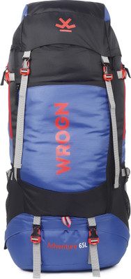 WROGN Trekking Bag For Hiking/Camping/Outdoor Sports With Rain Cover/Shoe Compartment Rucksack – 65 L (Blue) For Rs. 849 @ 86 %