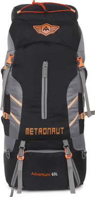 METRONAUT Adventure Series Hiking/Camping/Travel Bag with Rain Cover Rucksack  - 65 L(Black)