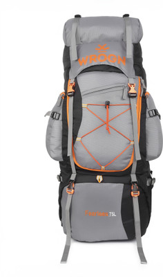 WROGN Trekking Bag For Hiking/Camping/Outdoor Sports with Rain Cover/Shoe Compartment Rucksack  - 75 L(Black, Grey)