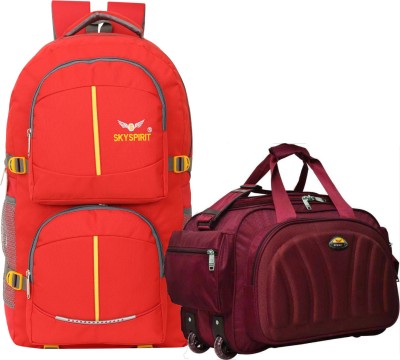 sky spirit (Expandable) Duffel Bag With Wheels & Rucksack Backpack Combo Pack of 2 For men and women Duffel With Wheels (Strolley)