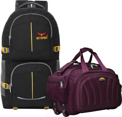 sky spirit (Expandable) Duffle bag With Wheels & Rucksack Combo Pack of 2 For men and women Rucksack - Duffel With Wheels (Strolley)