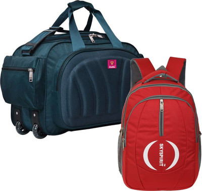HouseOfCommon Rucksack Backpack and Duffel Bag With Wheels Combo Pack of 2 For men and women Rucksack  - 40 L(Green, Red)
