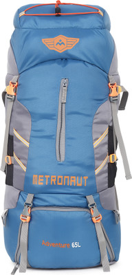 METRONAUT Adventure Series Hiking/Camping/Travel Bag with Rain Cover Rucksack  - 65 L(Blue, Grey)