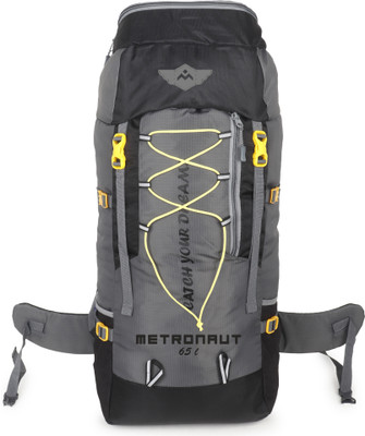 METRONAUT Trekking Bag For Hiking/Camping/Outdoor Sports With Rain Cover Rucksack – 65 L  (Grey) For Rs. 549 @ 66 %