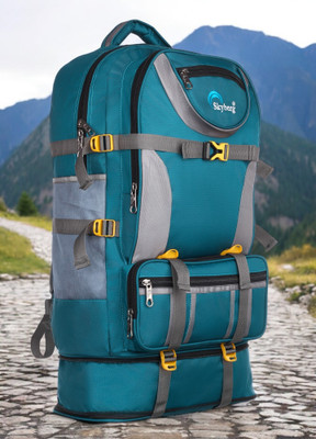 Skyberg 60 Litres Curve Water Resistant Rucksack For Hiking Trekking And Travel - Unisex Rucksack  - 60 L(Green)
