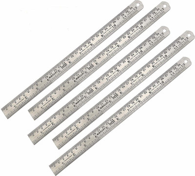 FRKB 5 Pc Stainless Steel 12 Inch Scale with Conversion Table Ruler(Silver)