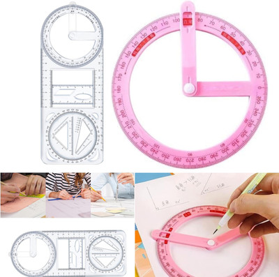 skyunion Multifunctional Geometric Drawing Ruler Ruler(Set of 2, Multicolor)