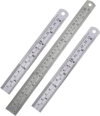 Mosa Combo of 30 cms(pack of 1) & 15cms(Pack of 2)Ruler with Conversion Table Ruler Ruler(Set of 3, Silver)