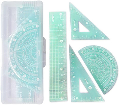 NH WORLD 4 in 1 Jelly Flexible Geometry Ruler Set - Triangle Ruler, Square and Ruler Set Ruler(Set of 4, Transparent)