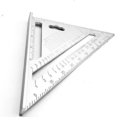 FLAMINGO ENTERPRISE Double Side Scale Aluminium Alloy Metric Inch Triangle Measurement Ruler(Set of 1, Black)