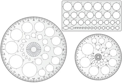 Upyukat Plastic Pro Circle BIG with 25 Circles, Pro Circle SMALL with 18 Circles, Hyperbola- Parabola Template, Geometry Template, Circle Master Drafting Scale Ruler Very Useful to Architect, Engineering Students, Office Employee Ruler(Set of 3, tranparent)