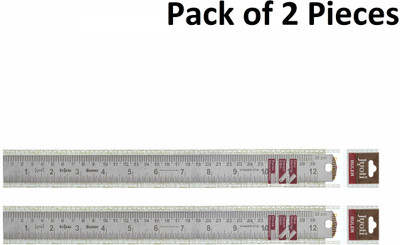 Jyoti Ruler/Scale - Royale (2 Pcs of Size 30cm (Sumo) of Stainless Steel) Double Sided Ruler(Set of 2, Silver)