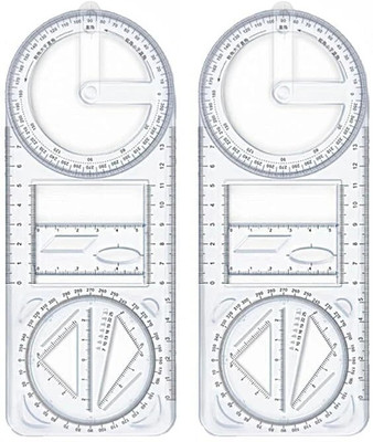 XEAMUSY Geometric Ruler Multifunctional Student Math Ruler Ruler(Set of 2, clear)