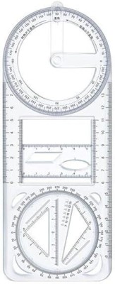 BM RETAIL 1 Piece Multifunctional Geometric Ruler Mathematics Drawing Template Ruler(Set of 1, Transparent)