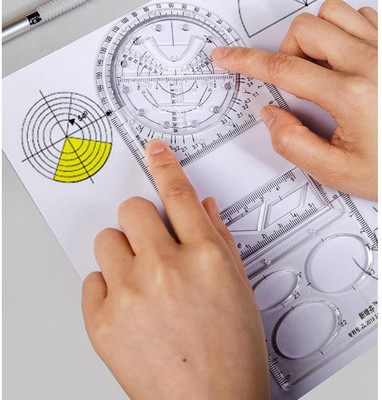 KHODIYAR ENTERPRISE Multifunctional Geometric Ruler Mathematics Drawing Template Ruler(Set of 1, Multicolor)
