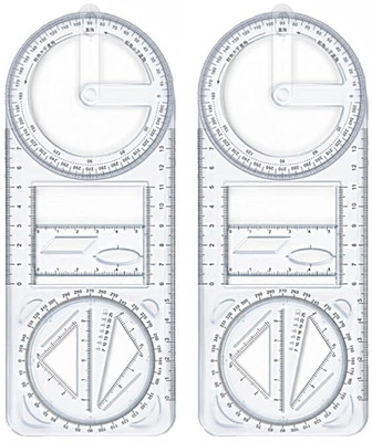 BHAVRUTT Multifunctional Geometric Ruler,Math Measuring Rulers for Drawing and Art tool Ruler(Set of 2, TRANSPARENT)