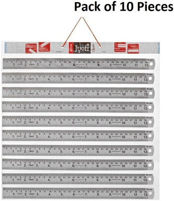 Jyoti Ruler/Scale - Classic (5 Pieces of Size 30cm of Stainless Steel), Double Sided Ruler(Set of 10, Silver)