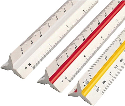 Yopram Triangle Scale Ruler, 30cm (12 Inch) Long Plastic Drafting Scale Ruler Ruler(Set of 1, Multicolor)