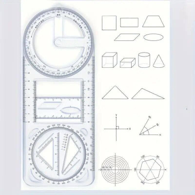 hbstreads Multifunctional Geometric Ruler Multifunctional Student Math Ruler Ruler(White)