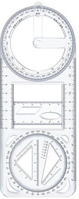 VALLIANZ Geometric Ruler Mathematics Drawing Template for working Style a Ruler Ruler(Set of 1, Transparent)