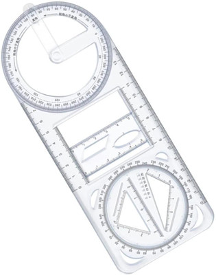 hbstreads 1pcs Math Geometric Ruler Mathematics Drawing Template for Woodworking Ruler(White)