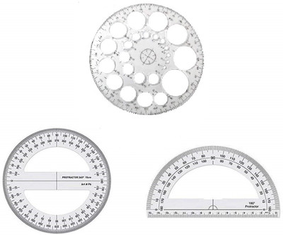 Antiquity Pro Circle, Protector, pro circle 180 degree Ruler(Set of 3, White)