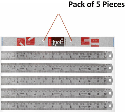 Jyoti Ruler/Scale - Prime (5 Pieces of Size 30cm of Stainless Steel) Imperial & Metric Ruler(Set of 5, Silver)