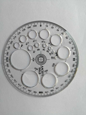 AISH 35 CIRCLE PROTECTOR SCALE DEGREE RULER + 16 CIRCLE PROTECTOR SCALE (SET OF 2) Ruler(TRANSPARENT)