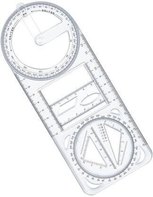 Shield plus Ruler Multifunctional Geometric Mathematics Drawing Template for Woodworking Ruler(Set of 1, White)