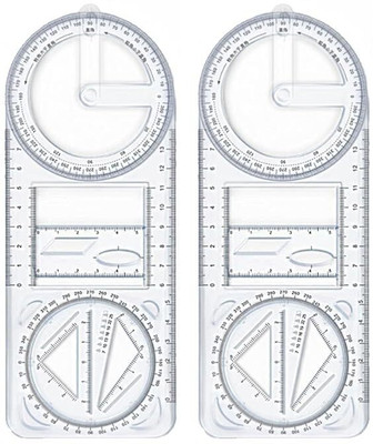 Ajarvar Multifunctional Geometric Ruler – Transparent Plastic Student Math Ruler Ruler(Set of 2, Transparent)