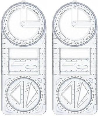 KEFTRIAX Multifunctional Geometric Drawing Ruler Ruler(Set of 2, clear)