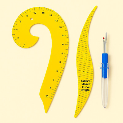 SD Decor French Curve Ruler + Sleeve Armhole Template + Thread Cutter Tool Ruler(Set of 3, Yellow)