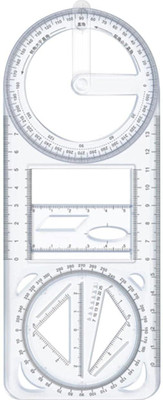 VyomEnter Multifunctional Geometric Ruler Student Math Movable Drawing Template Measuring Ruler(Set of 1, Transparent)