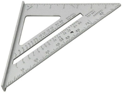 VTH Double Side Scale Aluminium Alloy Metric Inch Triangle Measurement Hand Tool Ruler(Set of 1, Silver)