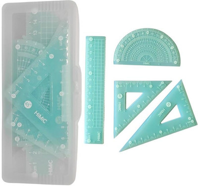 WHITE POPCORN 4 in 1 Protractor and Ruler Set Ruler(Multicolor)