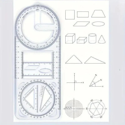 HOMAZE Multifunctional Geometric Ruler Ruler(Set of 1, Transparent)