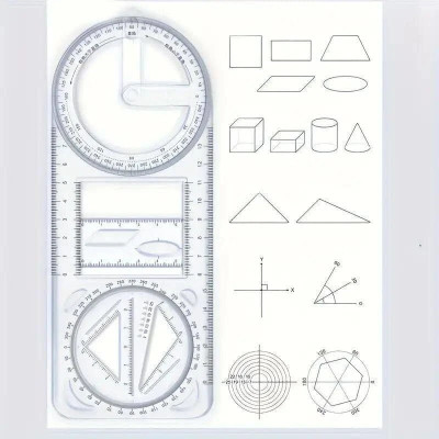 hbstreads Multifunctional Geometric Ruler Multifunctional Student Math Ruler Ruler(White)