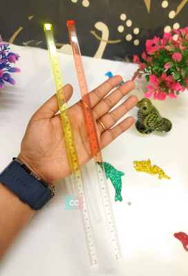 CLICKETYCLACK Acrylic Transparent Ruler 30 cm Ruler(Set of 2, Multicolor)